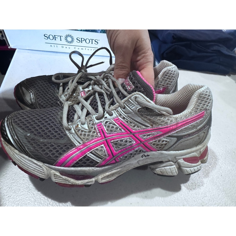 ASICS Gel-Cumulus 12 Grey Pink Running Shoes T199N Womens 7.5